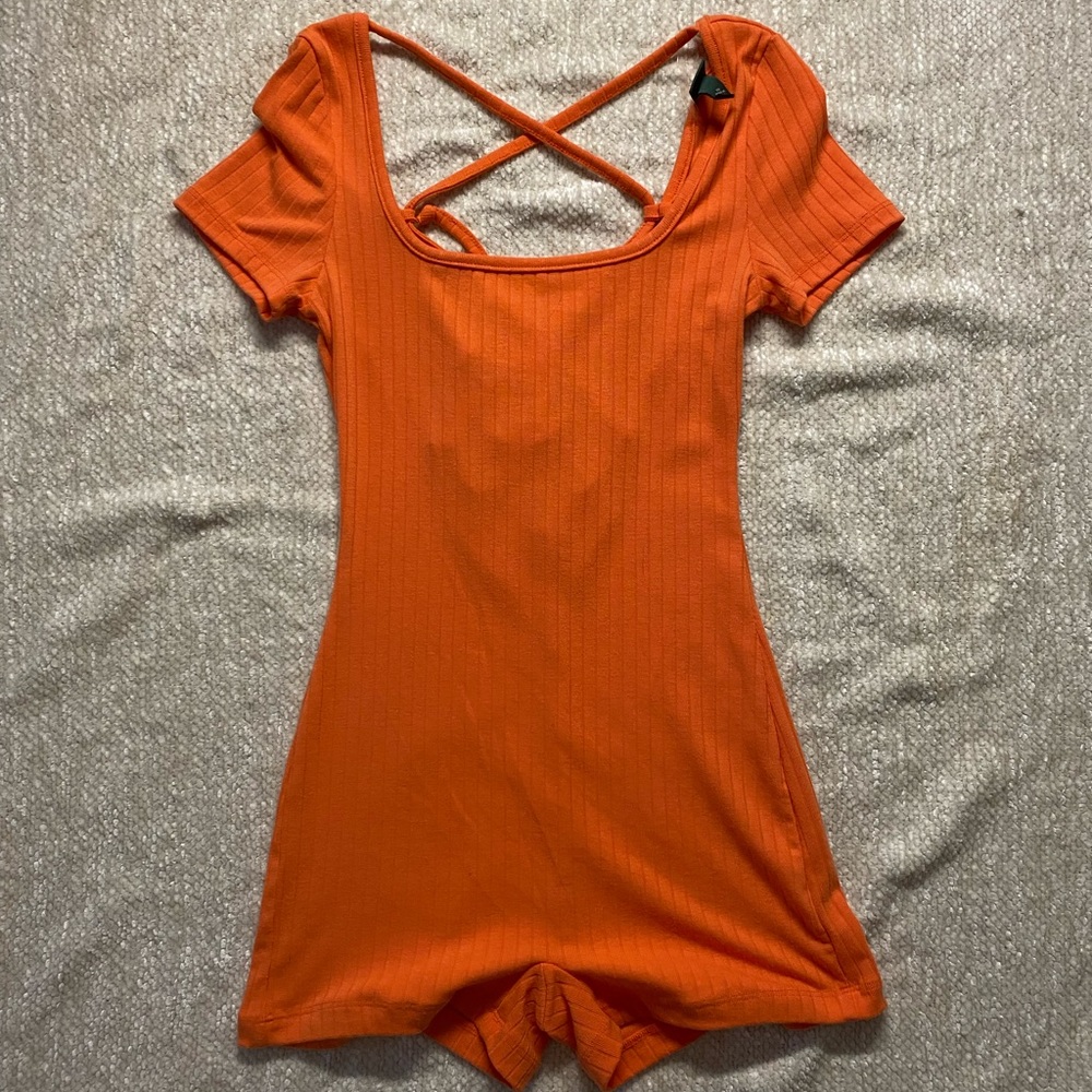 Orange Criss-Cross Back Romper